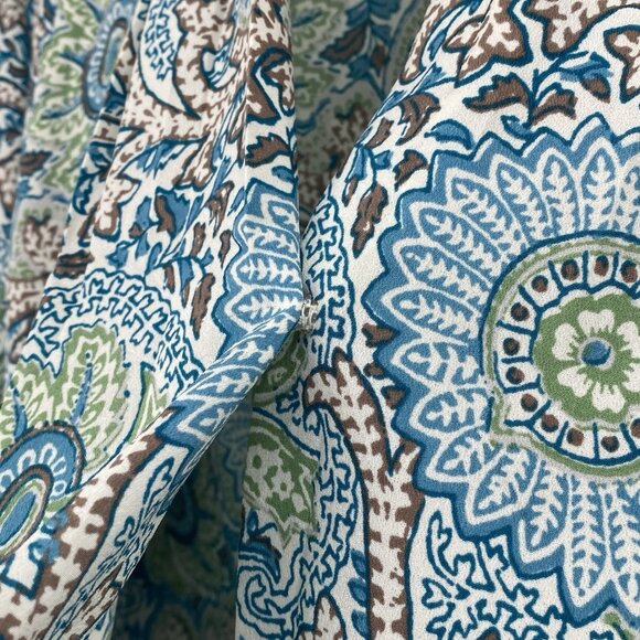 Talbots Size 14 Blue Green Paisley Floral Print Surplice Draped Neck Blouse - Picture 7 of 12